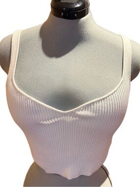 H&M Ribbed Ivory Crop Top - Size Med NWOT